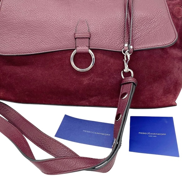 Rebecca Minkoff Keith Satchel Suede Leather Burgundy Bag - Picture 4 of 10